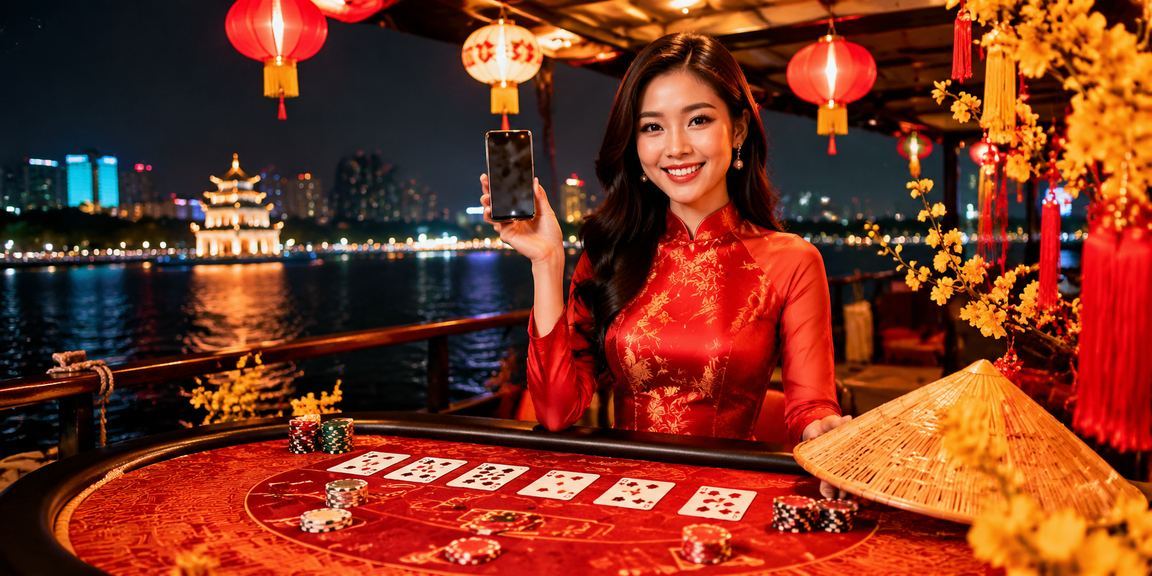Người phụ nữ đội nón lá tại Hà Nội tham gia chơi baccarat trực tuyến trên điện thoại